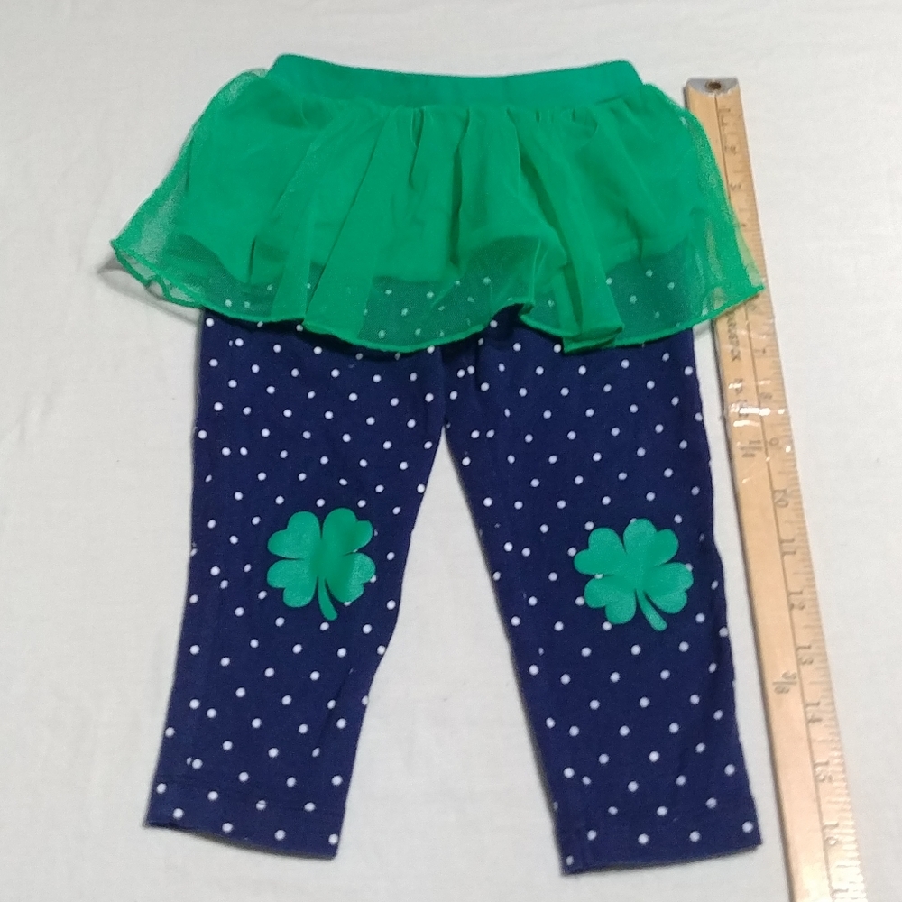Carter's Green tutu Blue leggings Shamrocks dots